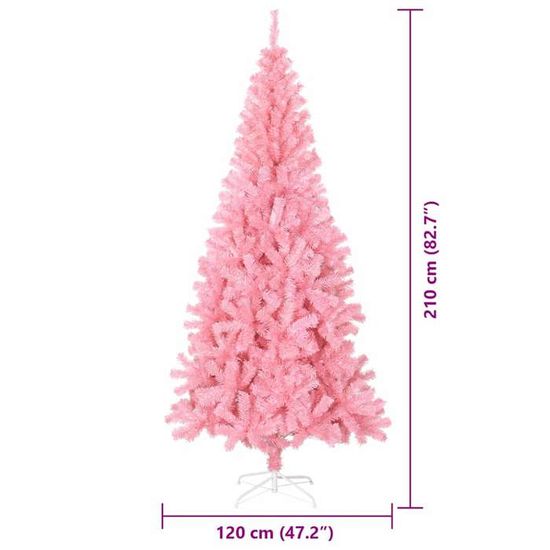 Sapin De Noël Artificiel 210cm VidaXL - Avec 300 LED Blanc Chaud - PVC - Support Inclus - Déco Intérieure