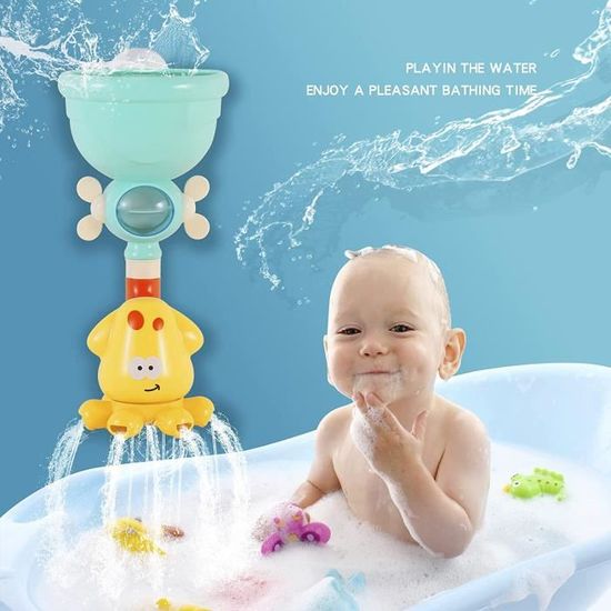 Jouets de bain pour les tout-petits enfants 1 2 3 4 5 ans garçons et  filles, jouet de baignoire bébé bain bricolage tuyaux tubes avec bec d'eau  cascade tournante