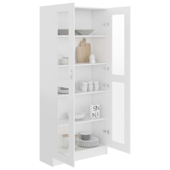 Festnight Meuble de Rangement Armoire à vitrine Blanc 82,5x30,5x115 cm Aggloméré