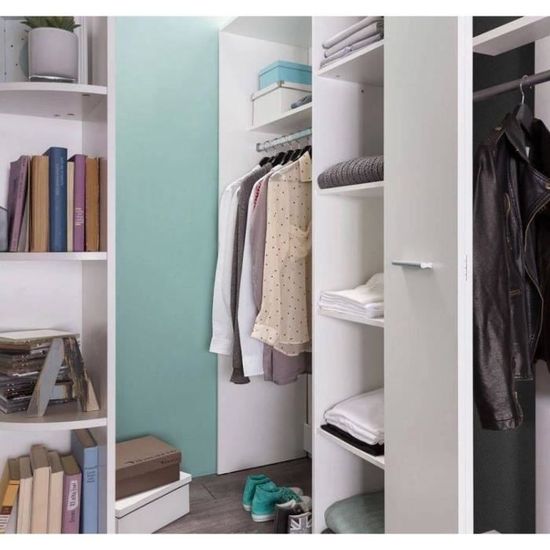 Armoire Dressing D Angle Volverine Finition Blanc Gris Graphite Bi Color Mdf Inside75 Achat Vente Armoire De Chambre Armoire Dressing D Angle Volverine Finition Blanc Gris Graphite Soldes Sur