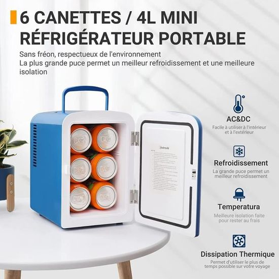 Un Mini Frigo 4 Litres/6 Canettes Refroidisseur Portable Et - Temu