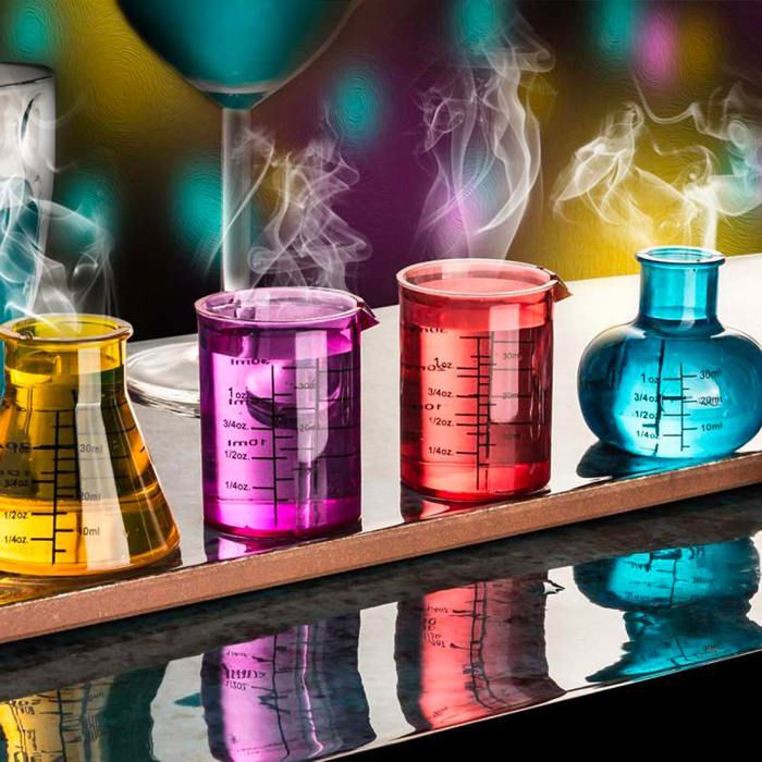 Set De 4 Verres à Shooter Chimie - Verres à Shot En Forme De Laboratoire Avec Échelle
