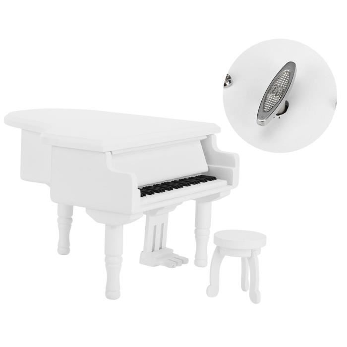 Boîte à Musique Piano Blanche Mini - Décoration Bureau Et Cadeau D'Anniversaire