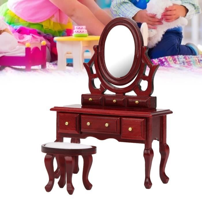Coiffeuse de maison de poupée, meubles miniatures, exécution exquise  enfants pour filles enfants cadeaux simulation coiffeuse 