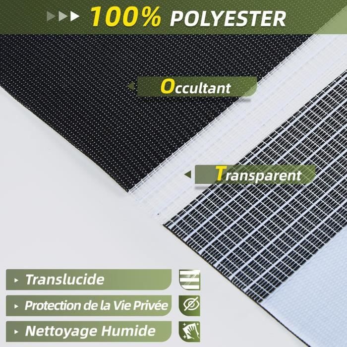 Store Enrouleur Jour Nuit Sans Perçage Ou Avec, Rideau NoirBlanc 80 X