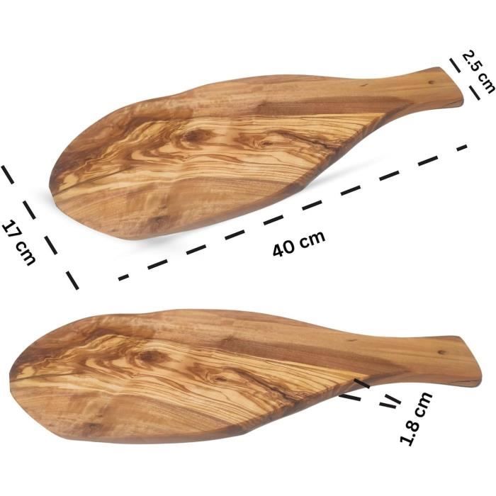 Planche à Découper En Bois D'olivier Avec Manche – 40 Cm – Fait Main Tunisie