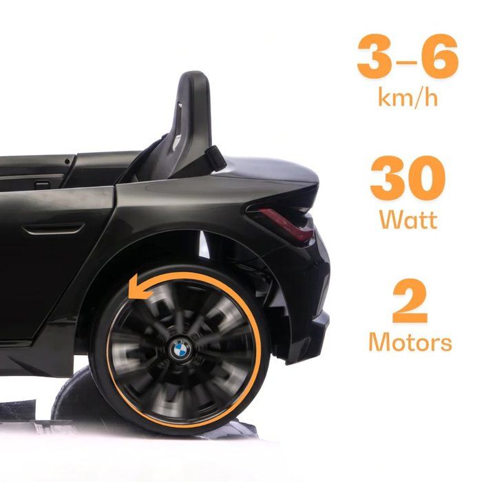 Voiture électrique BMW I4 Enfant – 6V 7Ah, Moteur 25W, Télécommande 2.4GHz, Bluetooth, LED, Ceinture 3 Points, Dès 3 Ans (blanc)
