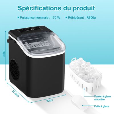 Machine à Glaçons Portable - 12kg/24h - 9 Glaçons En 6min - Auto-Nettoyante - Rose