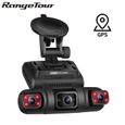 Caméra de voiture Dash Cam WiFi GPS voiture DVR Range Tour - 3 caméras canaux 2K + 1080P + 1080P, Double objectif, 8 lumières IR-0