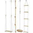 Lot de 4 accessoires pour balançoire en bois - PLAYTASTIC - Siège, plateau, corde et échelle-0