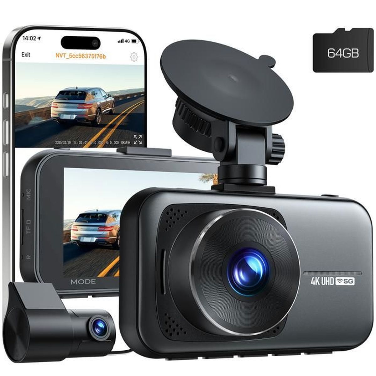 TOGUARD Dual Dashcam 1080P 1080P Caméra de voiture avec 1.5\