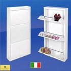 STARMART Meuble à Chaussure, Blanc, 3 portes battantes, max 9 paire de chaussures, 50x14x 103 cm, rien à monter, acier, garantie à vie!