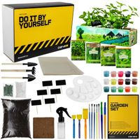 DIYBS Kit de culture complet pour enfants avec graines d'herbes aromatiques outils en bois, terreau, peintures et boîte de culture