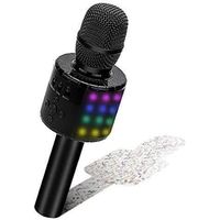 BONAOK -   Microphone Sans Fil, Microphone Karaoké Enfant Bluetooth Lecteur Enregistreur Portable, Lumières LED Coloré Microphone de