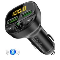 Floveme Lecteur MP3 Bluetooth pour voiture, émetteur FM, adaptateur radio, allume-cigare double chargeur USB
