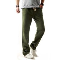 Pantalon en Lin Hommes Casual Cargo Pants Style... - Vert