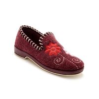 Pantoufles brodées - MARQUE - Femme - Bordeaux - Rouge - Textile