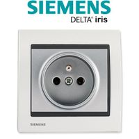 Siemens - Prise 2P+T Silver Delta Iris + Plaque Métal Blanc