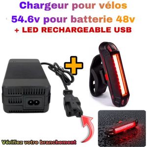 CHARGEUR BATTERIE VÉLO Chargeur de vélo électrique 54,6v pour batterie 48v Chargeur vélo IEC ( voir branchement photo)