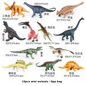 FIGURINE - PERSONNAGE Ensemble de 12 pièces - Figurine de Dinosaure en PVC avec Arbre et Rocaille pour Enfant, Jouet de Simulation