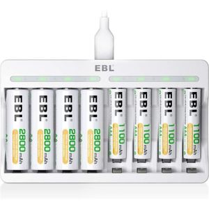 Kit Chargeur Et Pile - 8Pcs Piles Rechargeables Aa 2800Mah Rapide  Individuel Aaa - Cdiscount Bricolage