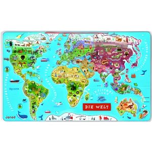 Puzzle carte d'Europe magnétique Janod - Enfant 7 ans et plus - 40 magnets  en bois - Illustré - Bleu