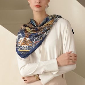 Grand foulard étole écharpe 100% pasmina bleu canard motif origina neuf ladydjou 