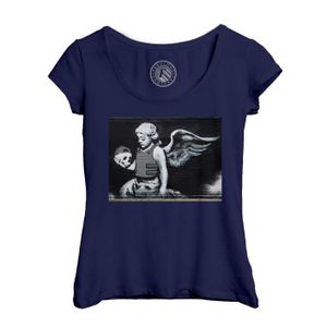 T-SHIRT T-shirt Femme Col Echancré Bleu Banksy Ange Dechu 