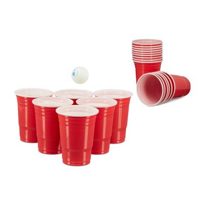 Alfven – Kit Beer Pong 40 Gobelets (500 Ml) + 12 Balles, Rouge/bleu, Pour Fêtes Et Anniversaires