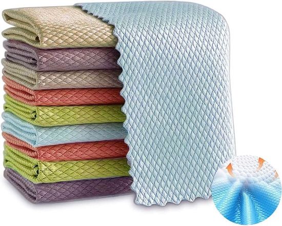 GWAWG Lot De 12 Chiffons De Nettoyage Magiques épais (30 X 30 Cm/40 X 30 Cm), Sans Traces, Réutilisables, En Microfibre, Sans Traces Et Non Pelucheux Pour La Maison, La Cuisine, La