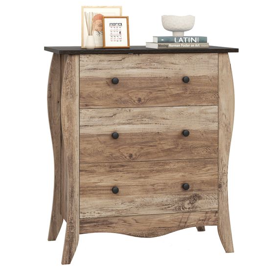 Commode Blanche 3 Tiroirs ZZINOKE - 70x40x75 Cm - Meuble Rangement Chambre Enfant Ou Salon
