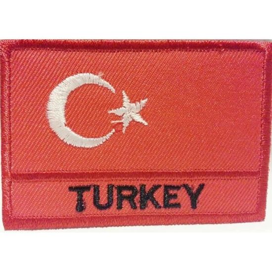 Patch écusson Brodé Drapeau Turquie - Thermocollant 7 X 4,5 Cm, 100% Polyester - Pour Sac, Veste, Casquette - 9