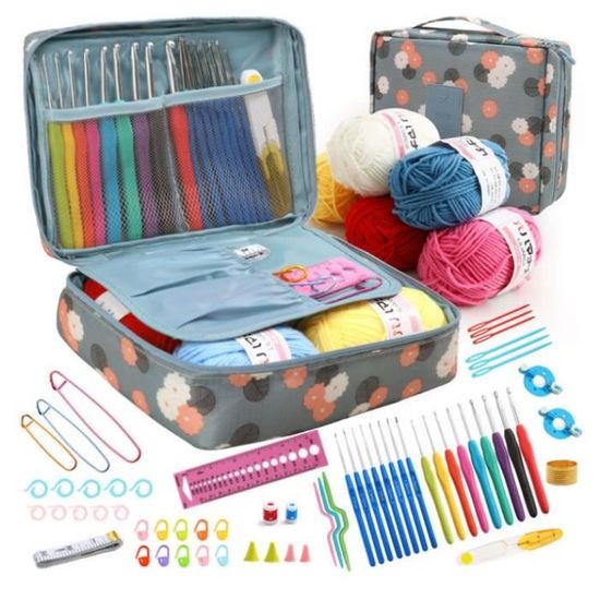 Kit de crochets à laine, sacs de rangement pour aiguilles et fils, bricolage pour débutants, accessoires de couture DIY