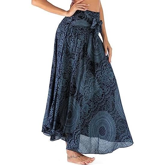 2 en 1 Jupon Femme Long Taille Haute Longue Maxi Jupe Boh me Tour