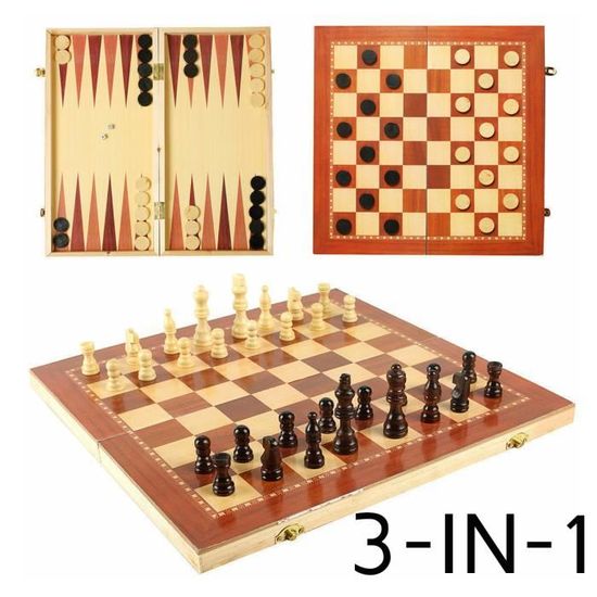 JEU SOCIÉTÉ - PLATEAU 3 en 1 Jeu d'échecs International Bois Echiquier T