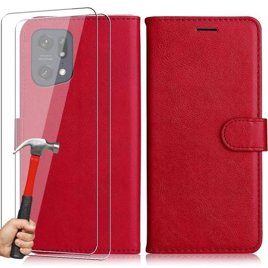 Housse Flip En Cuir PU Pour Oppo Find X5 (6,55 Pouces) - Protection Complète Avec Fenêtre Latérale Et Fonction Support