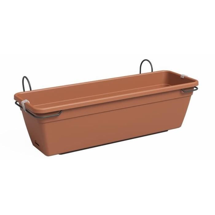 Kit Balcon Jardinière - Plastique - Terre cuite - Rectangulaire - L60 x P20 x H17cm - ARTEVASI