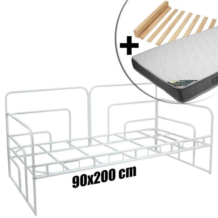 Minna Blanche - Pack Banquette-Lit 90x200cm + Matelas Java
