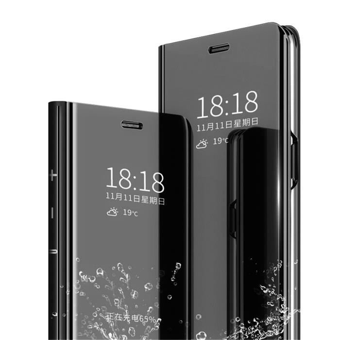 Coque Samsung S10,Cover* 5 pièce + Protection Écran [2 Pièces] Flip Clear View Translucide Miroir Standing 360°Housse étui