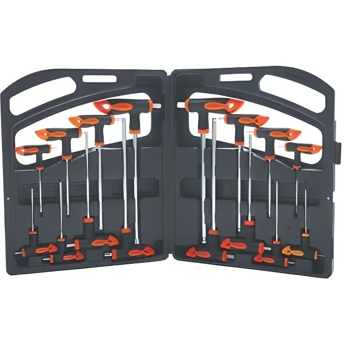 Coffret clés en T hexagonale et torx étoile 16 pièces