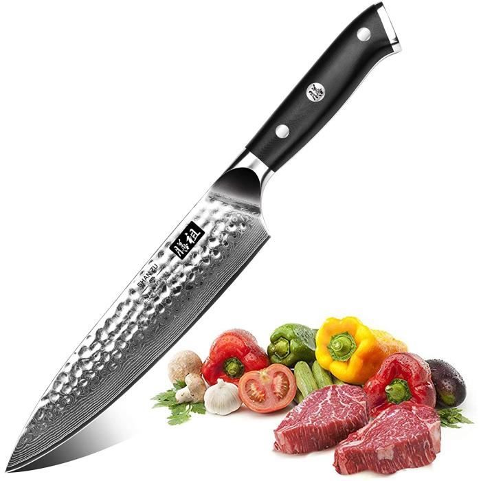 Couteau de Damas de Chef en Acier Damas Japonais 67 Couche Acier Couteaux de Cuisine - PRO Series