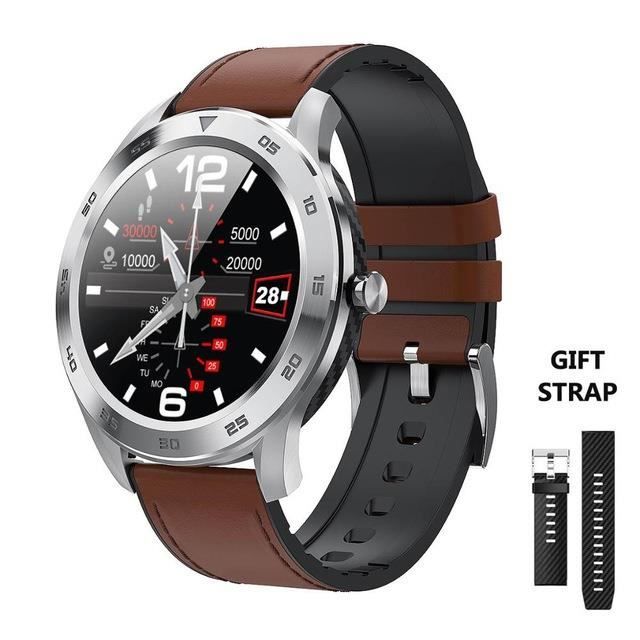 Light Brown Nouveau DT98 montre intelligente IP68 étanche 1.3 plein écran rond HD détection ECG multi cadrans Smartwatch Fitness Tra