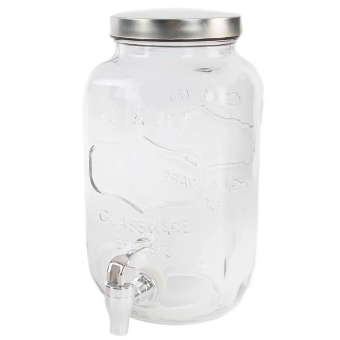Bocal avec robinet - Distributeur de boissons en verre - 3,5 L.