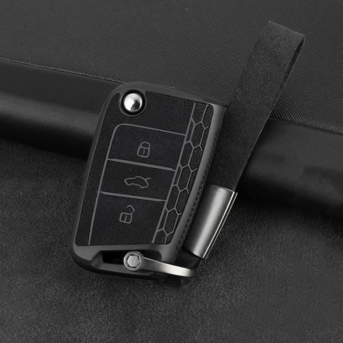 Coque clé,Étui pour clé de voiture Volkswagen Golf 7 mk7 Tiguan MK2, Ibiza Leon FR, Altea, pour Skoda Kodiaq Octavia 3 - Type Black