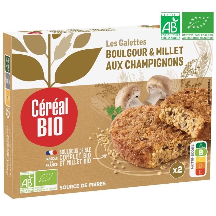 CEREAL BIO Galettes de céréales cuisinées Bio de boulghour, millet et champignons de Paris Bio - 200 g