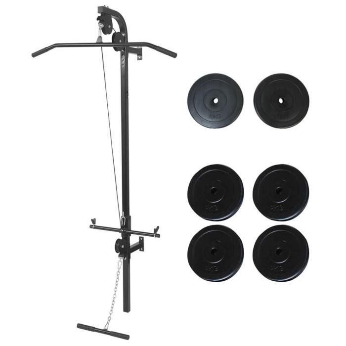 CRE Tour de musculation murale avec plaques de poids 40 kg