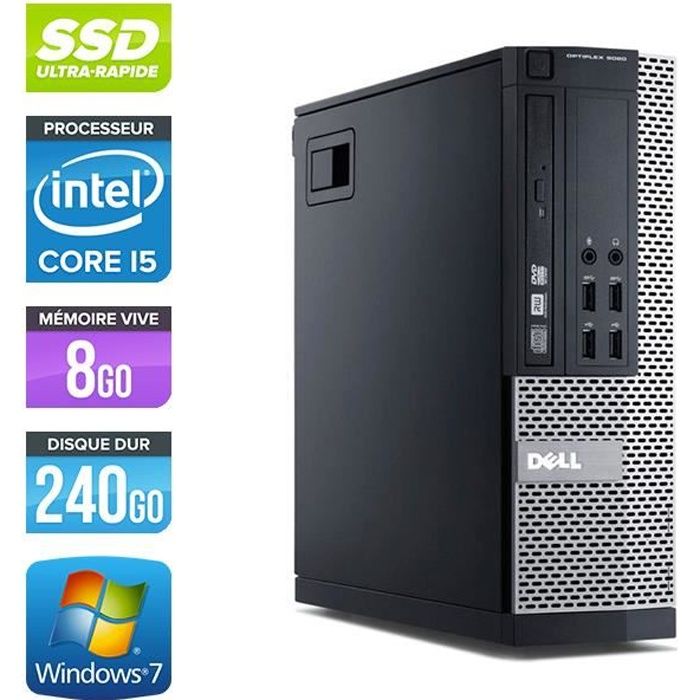 Pc de bureau Dell 7010 SFF -Core i5-3470 3,2GHz -8Go -240Go SSD
