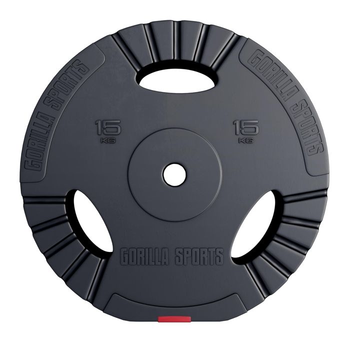 1 x Disque en plastique de 15 KG avec poignées, Ø 31mm d'alésage