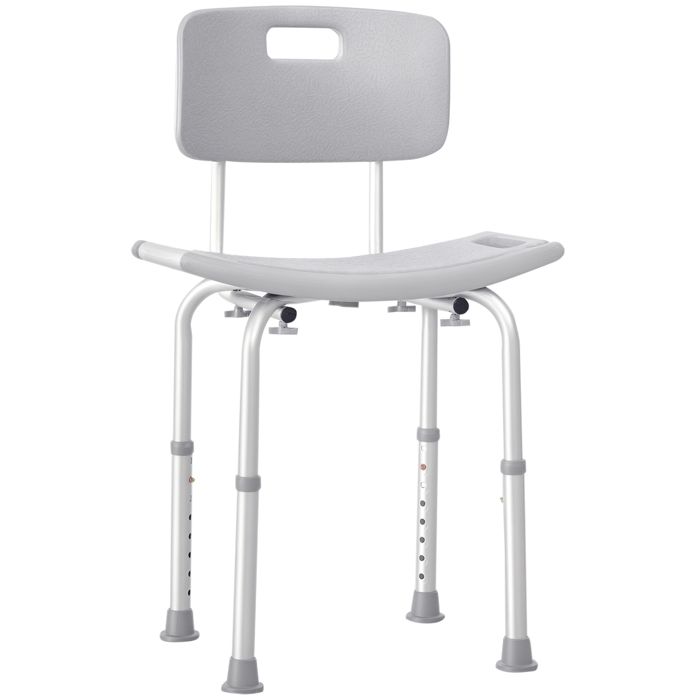 Chaise de douche siège de douche ergonomique hauteur réglable pieds antidérapants charge max. 136 Kg alu HDPE gris