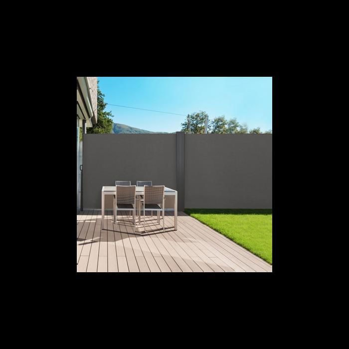 ID MARKET - Paravent extérieur rétractable double 800 x 160 cm gris anthracite store latéral